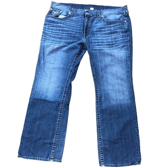 RARE True Religion Jeans Size 46 STRAIGHT FLAP EARTHWORM RED Blue - Picture 3 of 14